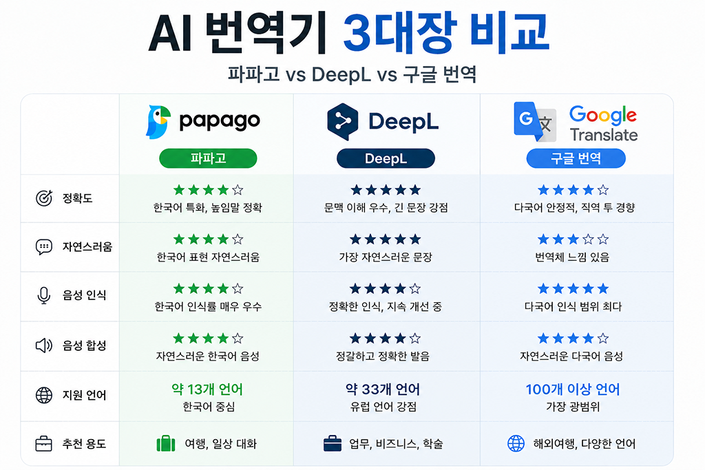 AI변역기 3대장 비교