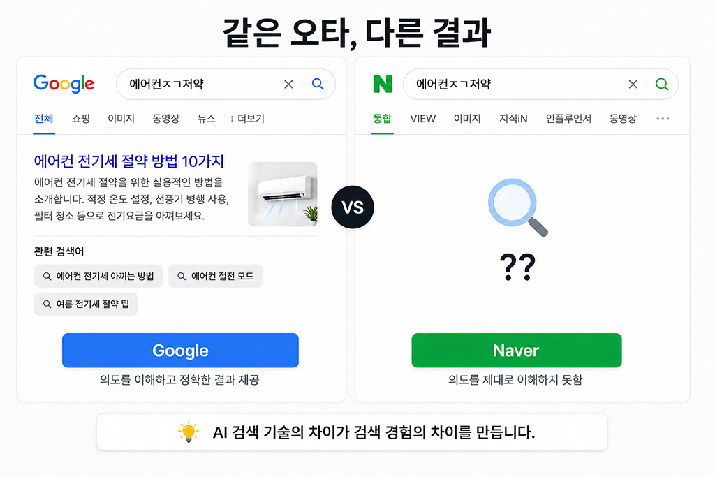 구글과네이버의 AI검색결과차이
