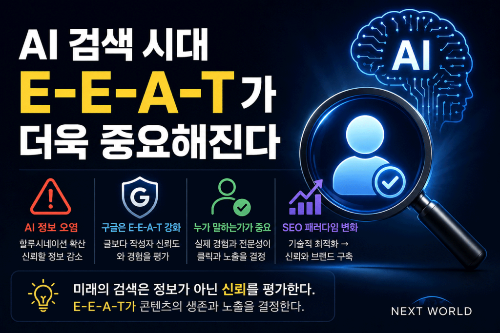 AI 검색 시대-E-E-A-T 왜 중요한가 미래 검색은 신뢰를 평가한다.