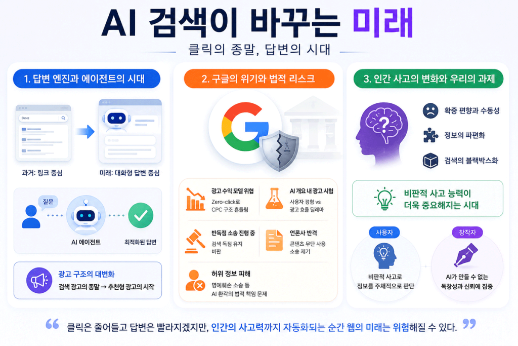 AI 검색이 바꾸는 미래. 에이전트 시대, 구글의 위기와 소송, 인간 사고의 변화와 과제