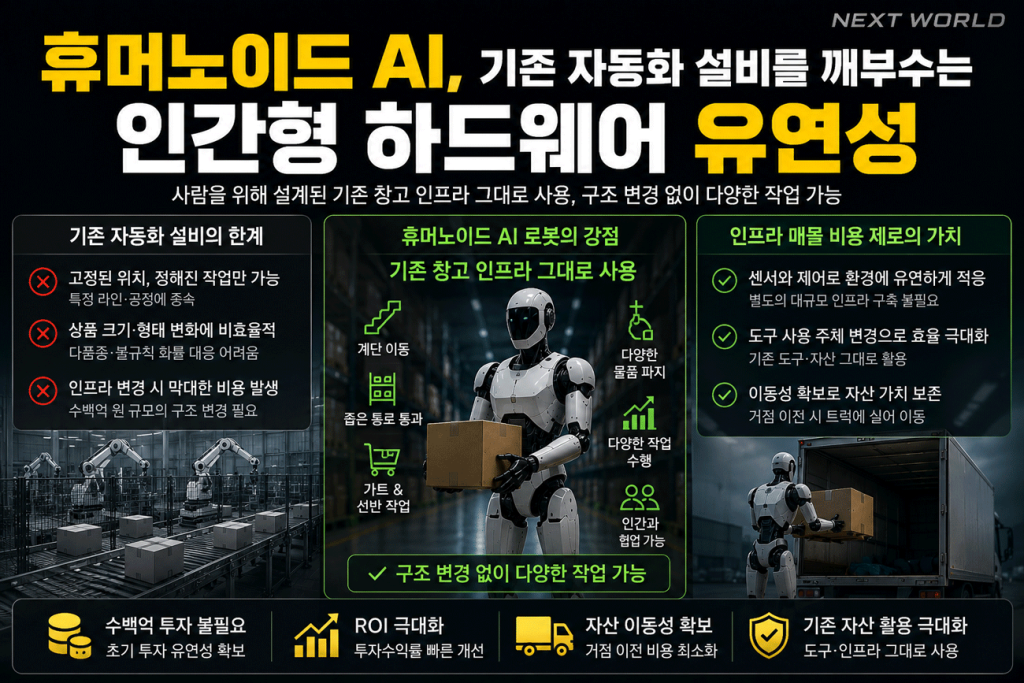 휴머노이드 AI 물류 산업 기존 설비 대체 인간형 하드웨어 유언성