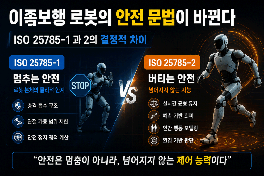 이족보행 로봇의 안전 이 바뀐다 ISO25785-1 과 ISO25785-1 의 차이점