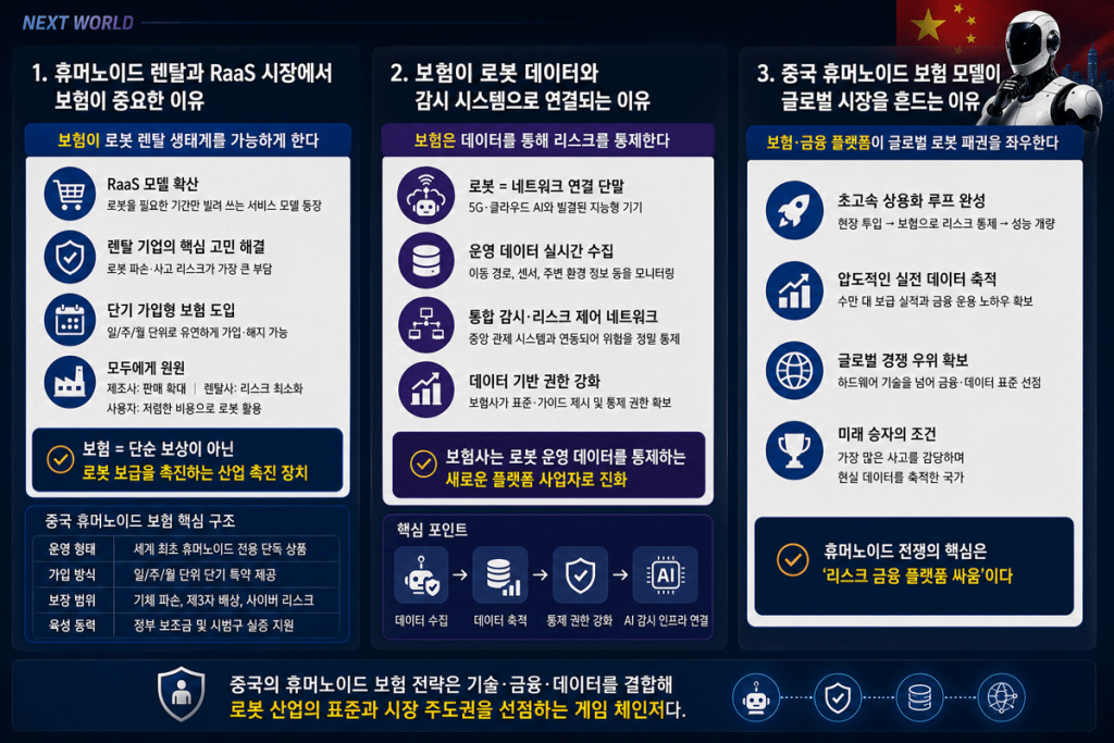 중국 휴머노이드 보험 , 렌탈 사업 감시 사업 연결 그리고 글로벌 시장을 흔드는 이유
