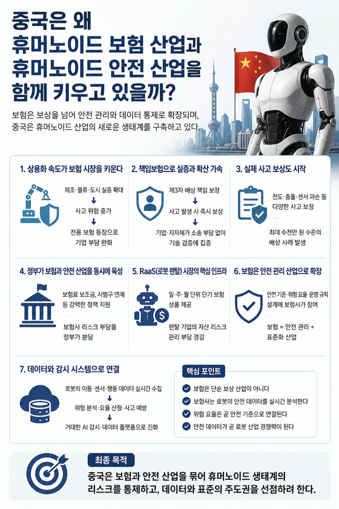 중국 휴머노이드 보험 산업과 휴머노이드 안전 산업을 키우는 다양한 정책과 확장 보급
