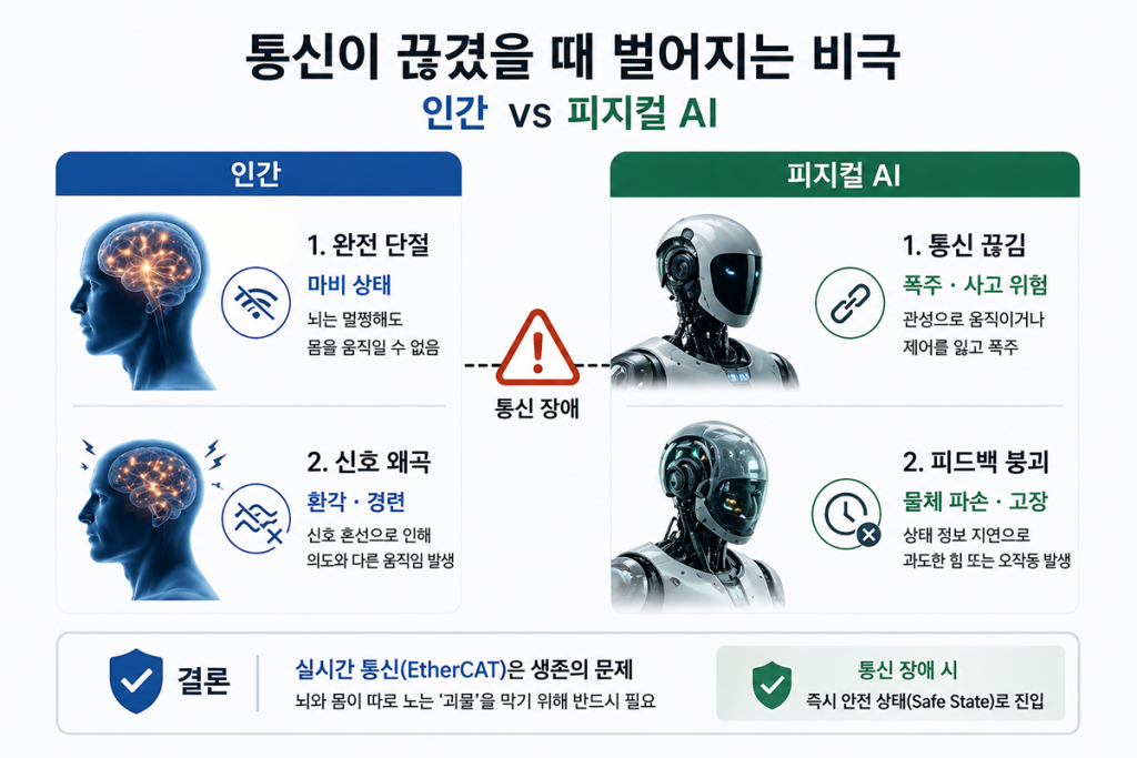 통신이 끊겼을 때 인간 과 피지컬 AI