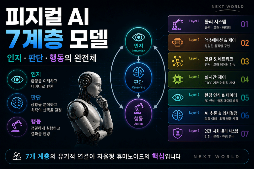 피지컬 AI 7계층 모델-휴머노이드 로봇은 어떻게 인식 판단 행동하는가