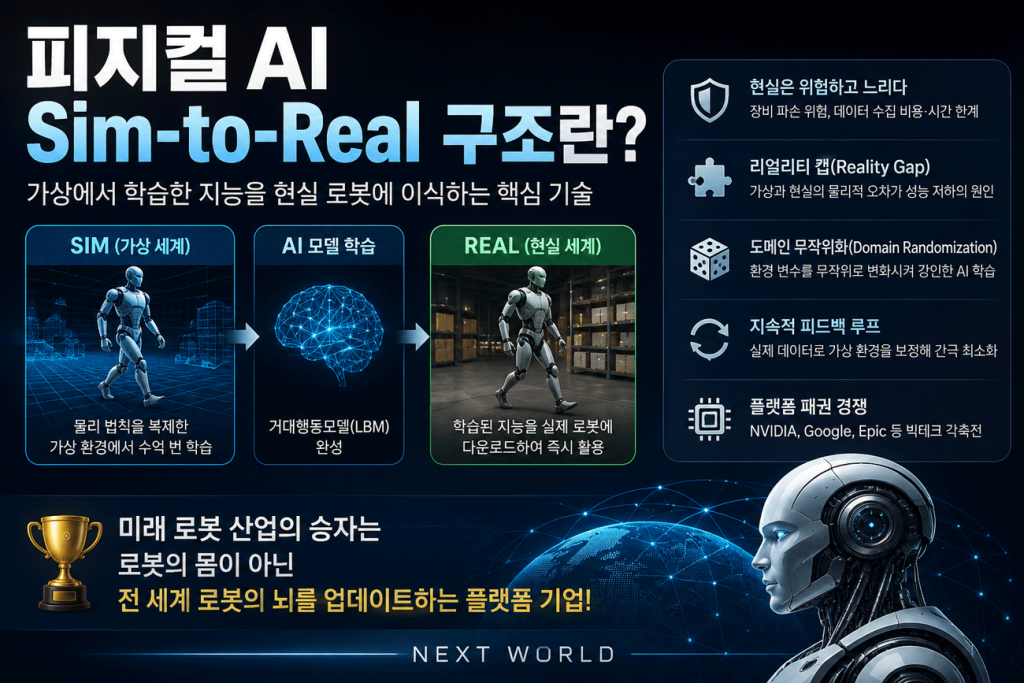 피지컬 AI Sim-to-Real 구조 로봇의 뇌를 업데이트 하는 플랫폼