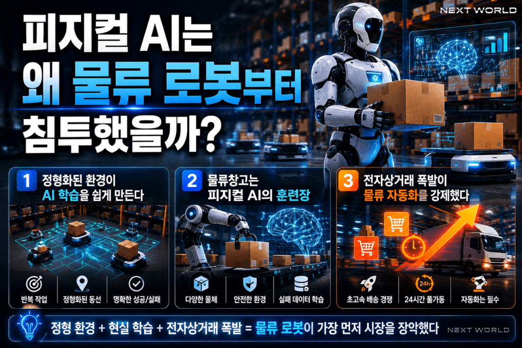피지컬 AI는 왜 물류 로봇 부터 침투했을까 전자상개러 폭발이 물류 자동화 강제했다