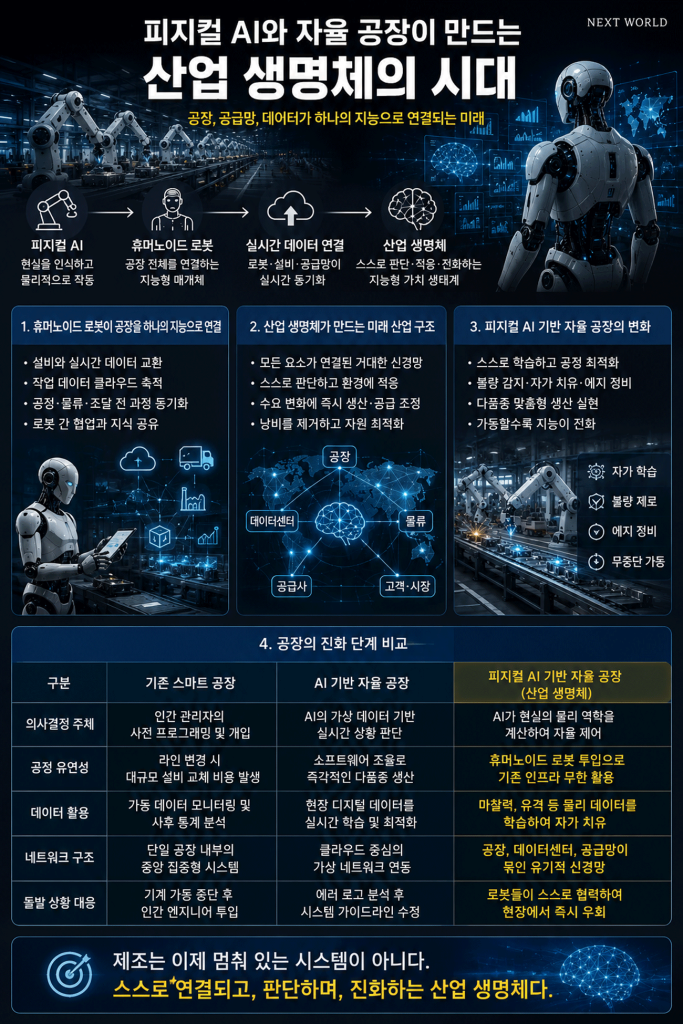 피지컬 AI와 자율 공장이 만드는 산업 생명체의 시대 공장, 공급망, 데이터가 하나의 지능으로 연결되는 미래