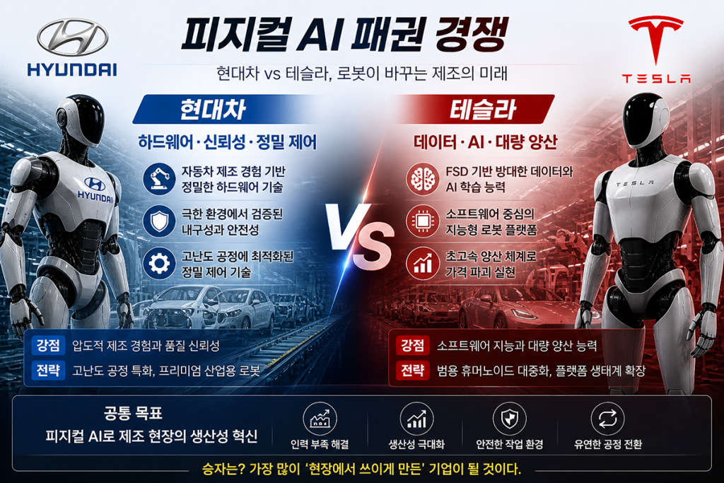 현대차 vs 테슬라 피지컬 AI 패권 경쟁