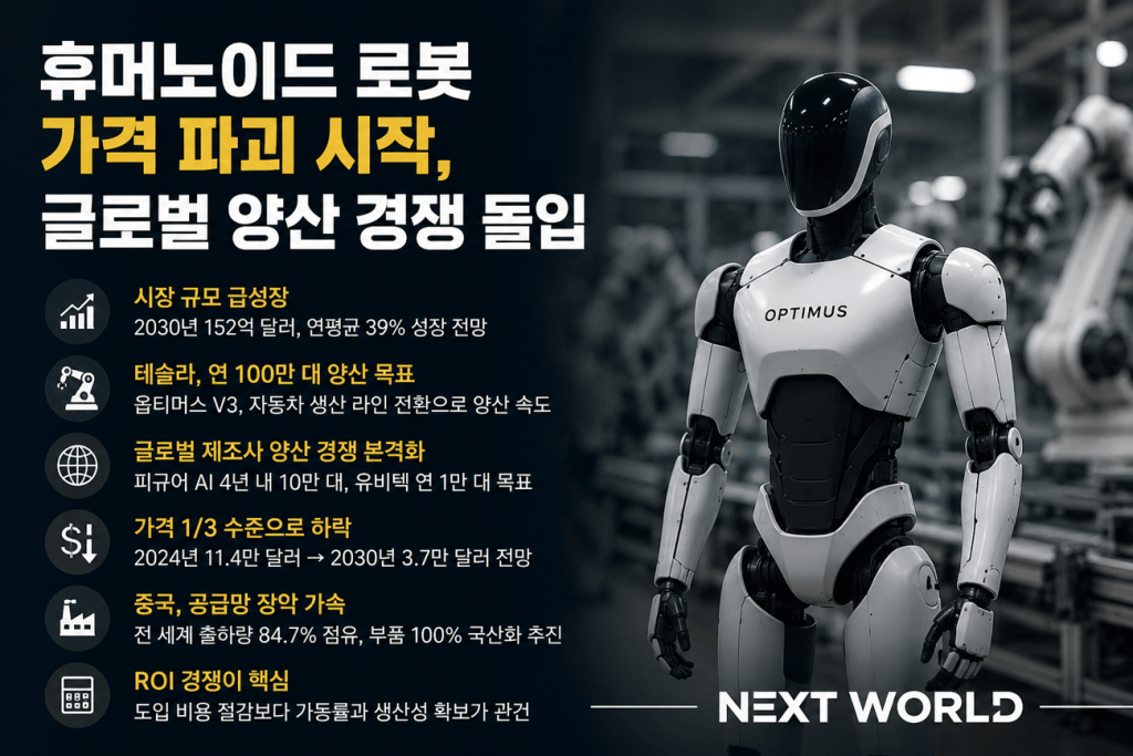 휴머노이드 로봇 가격파괴 시작 글로벌 양산 경쟁 돌입