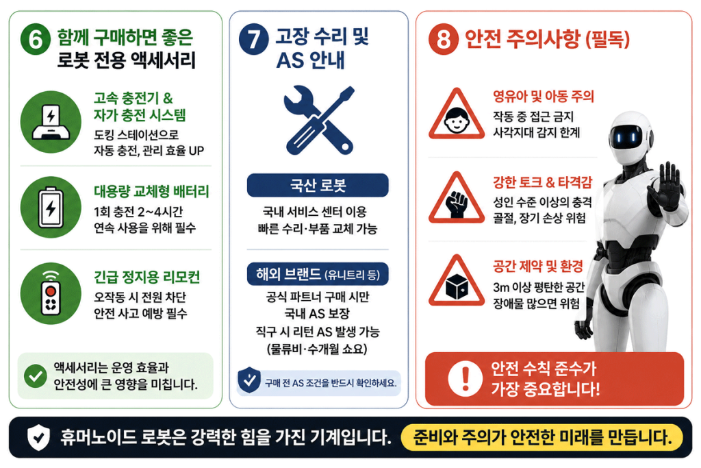 휴머노이드 구매전  체크사항 및 악세사리, 안전 가이드