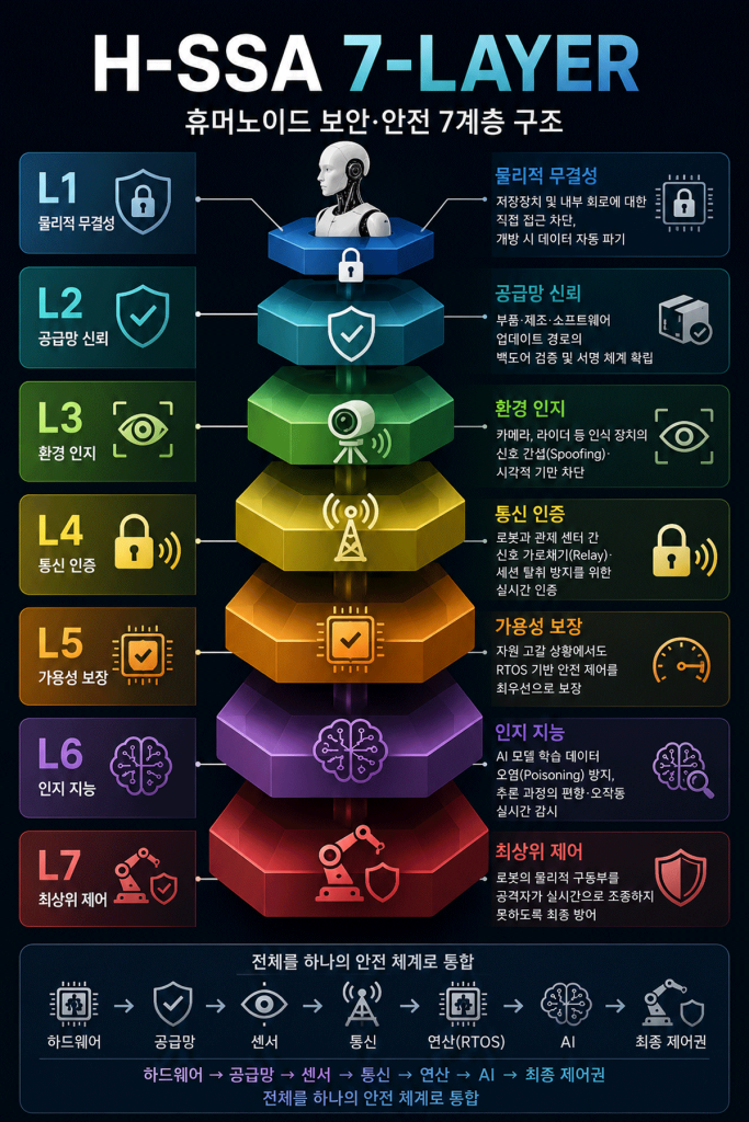 휴머노이드 보안·안전 7계층 구조 H-SSA 7-Layer