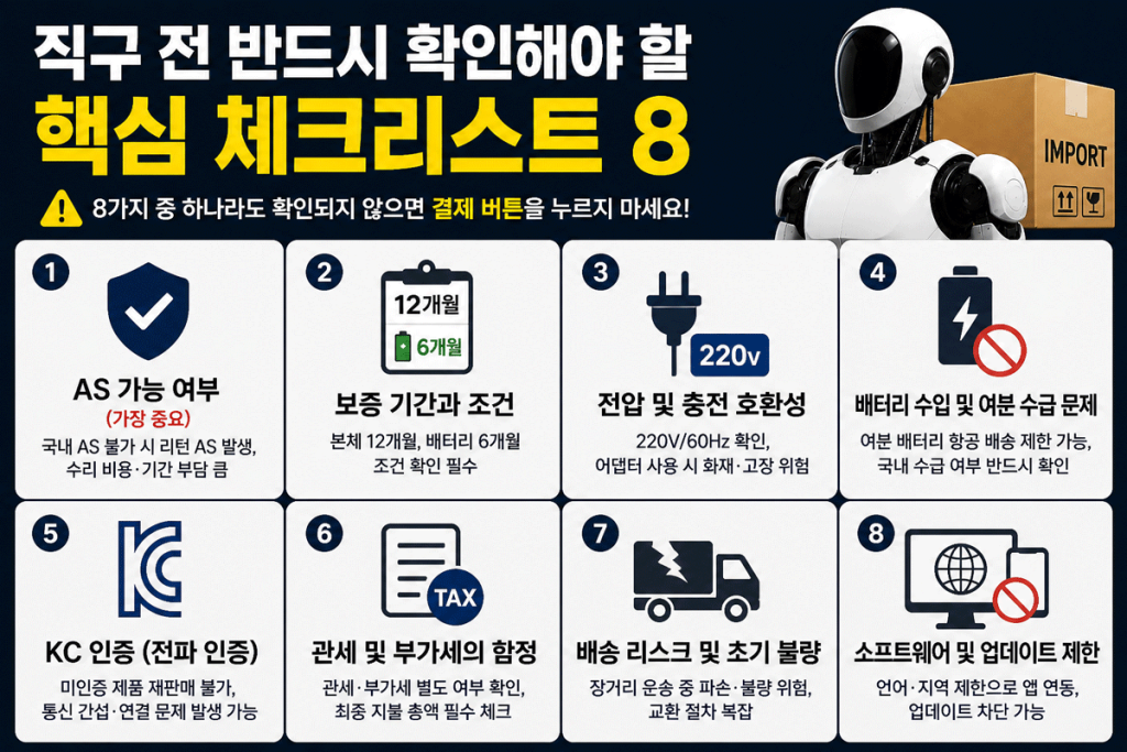 휴머노이드 로봇 직구 구매전 확인해야 하는 핵심 체크리스트 